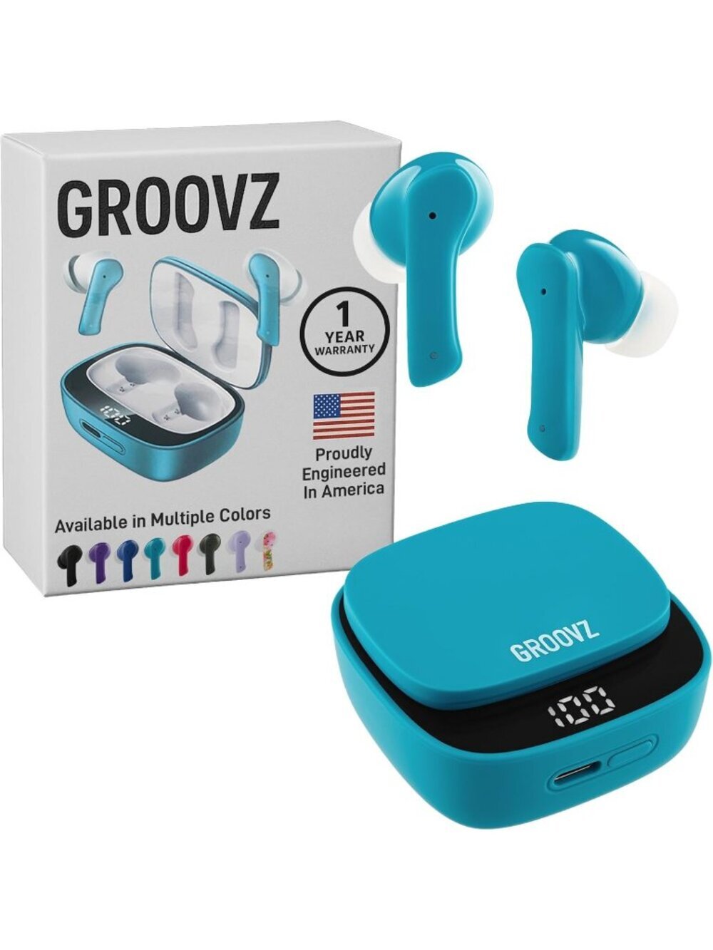 Wireless Teal Engineered IPx4 Water Resistant 27Hr Battery Bluetooth Earbud
